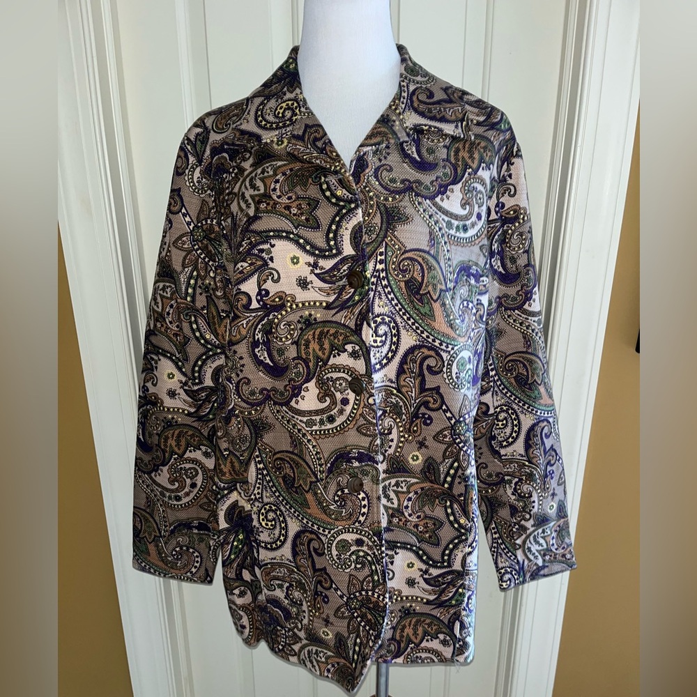 New Coldwater Creek Multicolor Paisley Blazer Size Xl Purple, Green
